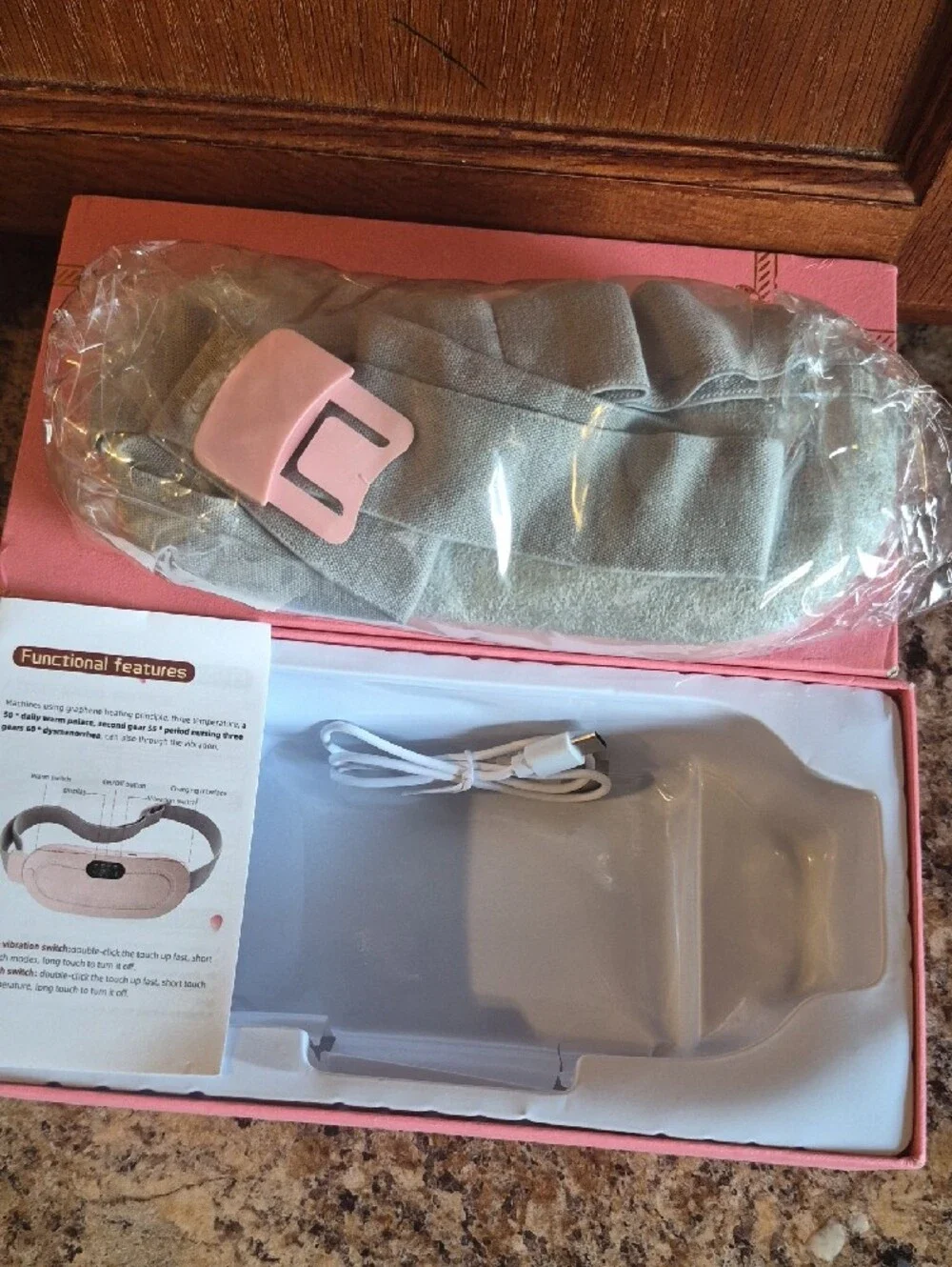 Portable Pink Electronic Wearable Menstrual Belt Massager Warmer New